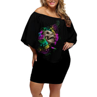 I Am The Storm Tie Dye Rose Skull Family Matching Off Shoulder Short Dress and Hawaiian Shirt - Wonder Print Shop
