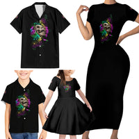 I Am The Storm Tie Dye Rose Skull Family Matching Short Sleeve Bodycon Dress and Hawaiian Shirt - Wonder Print Shop