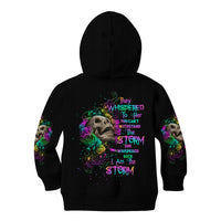 I Am The Storm Tie Dye Rose Skull Kid Hoodie - Wonder Print Shop