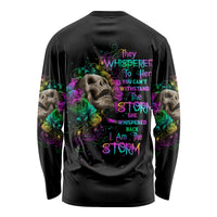 I Am The Storm Tie Dye Rose Skull Long Sleeve Shirt - Wonder Print Shop