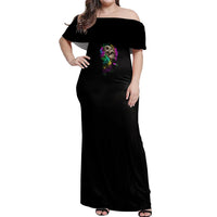 I Am The Storm Tie Dye Rose Skull Off Shoulder Maxi Dress - Wonder Print Shop