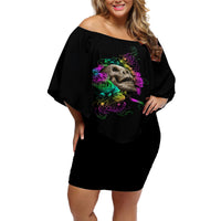 I Am The Storm Tie Dye Rose Skull Off Shoulder Short Dress - Wonder Print Shop