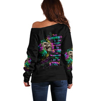 I Am The Storm Tie Dye Rose Skull Off Shoulder Sweater - Wonder Print Shop