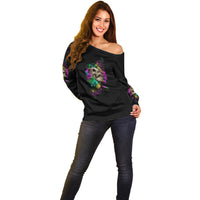 I Am The Storm Tie Dye Rose Skull Off Shoulder Sweater - Wonder Print Shop