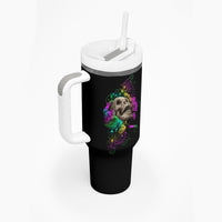 I Am The Storm Tie Dye Rose Skull Tumbler With Handle - Wonder Print Shop