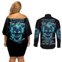 I Am The Storm Grumpy Old Man Couples Matching Off Shoulder Short Dress and Long Sleeve Button Shirt - Wonder Print Shop