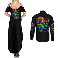 Karma Fairy Rose Smoke Skull Couples Matching Summer Maxi Dress and Long Sleeve Button Shirt - Wonder Print Shop