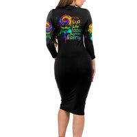 Karma Fairy Rose Smoke Skull Long Sleeve Bodycon Dress - Wonder Print Shop