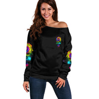 Karma Fairy Rose Smoke Skull Off Shoulder Sweater - Wonder Print Shop