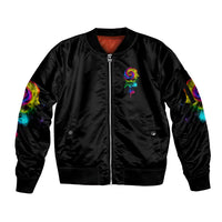 Karma Fairy Rose Smoke Skull Sleeve Zip Bomber Jacket - Wonder Print Shop