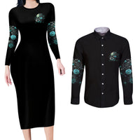 Fresh Out Of F Skull Rose Couples Matching Long Sleeve Bodycon Dress and Long Sleeve Button Shirt - Wonder Print Shop