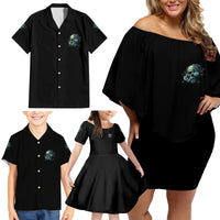 Fresh Out Of F Skull Rose Family Matching Off Shoulder Short Dress and Hawaiian Shirt - Wonder Print Shop