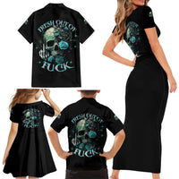 Fresh Out Of F Skull Rose Family Matching Short Sleeve Bodycon Dress and Hawaiian Shirt - Wonder Print Shop