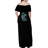 Fresh Out Of F Skull Rose Off Shoulder Maxi Dress - Wonder Print Shop