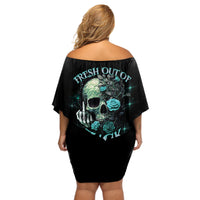 Fresh Out Of F Skull Rose Off Shoulder Short Dress - Wonder Print Shop