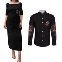 Next Time My Name Comes Out Rose Couples Matching Puletasi Dress and Long Sleeve Button Shirt - Wonder Print Shop