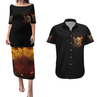 Your First Mistake Fire Skull Couples Matching Puletasi Dress and Hawaiian Shirt - Wonder Print Shop