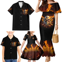 Your First Mistake Fire Skull Family Matching Mermaid Dress and Hawaiian Shirt - Wonder Print Shop