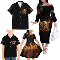Your First Mistake Fire Skull Family Matching Off Shoulder Long Sleeve Dress and Hawaiian Shirt - Wonder Print Shop