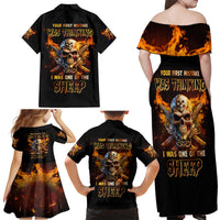 Your First Mistake Fire Skull Family Matching Off Shoulder Maxi Dress and Hawaiian Shirt - Wonder Print Shop