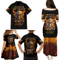Your First Mistake Fire Skull Family Matching Puletasi Dress and Hawaiian Shirt - Wonder Print Shop
