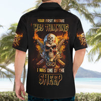 Your First Mistake Fire Skull Hawaiian Shirt - Wonder Print Shop