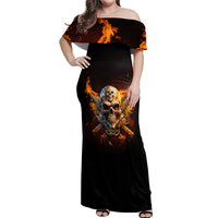 Your First Mistake Fire Skull Off Shoulder Maxi Dress - Wonder Print Shop