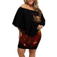 Your First Mistake Fire Skull Off Shoulder Short Dress - Wonder Print Shop
