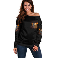 Your First Mistake Fire Skull Off Shoulder Sweater - Wonder Print Shop