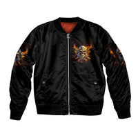 Your First Mistake Fire Skull Sleeve Zip Bomber Jacket - Wonder Print Shop