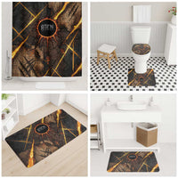 Aten Bathroom Set Ancient Egyptian Cracked Stone Hieroglyph, Solar Eclipse Emblem, and Radiant Sunburst - Wonder Print Shop