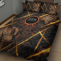 Aten Quilt Bed Set Ancient Egyptian Cracked Stone Hieroglyph, Solar Eclipse Emblem, and Radiant Sunburst - Wonder Print Shop