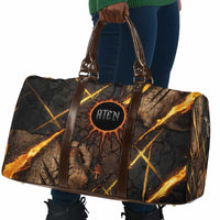 Aten Travel Bag Ancient Egyptian Cracked Stone Hieroglyph, Solar Eclipse Emblem, and Radiant Sunburst - Wonder Print Shop