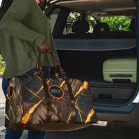 Aten Travel Bag Ancient Egyptian Cracked Stone Hieroglyph, Solar Eclipse Emblem, and Radiant Sunburst - Wonder Print Shop