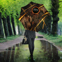 Aten Umbrella Ancient Egyptian Cracked Stone Hieroglyph, Solar Eclipse Emblem, and Radiant Sunburst - Wonder Print Shop