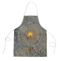 Aten Ancient Egyptian Apron with Gray Astronomical Chart, Radiant Sun Disc Emblem, and Ankh - Wonder Print Shop