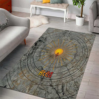 Aten Ancient Egyptian Area Rug with Gray Astronomical Chart, Radiant Sun Disc Emblem, and Ankh - Wonder Print Shop