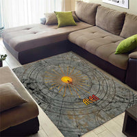 Aten Ancient Egyptian Area Rug with Gray Astronomical Chart, Radiant Sun Disc Emblem, and Ankh - Wonder Print Shop
