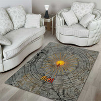 Aten Ancient Egyptian Area Rug with Gray Astronomical Chart, Radiant Sun Disc Emblem, and Ankh - Wonder Print Shop
