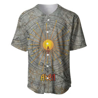 Aten Ancient Egyptian Baseball Jersey with Gray Astronomical Chart, Radiant Sun Disc Emblem, and Ankh - Wonder Print Shop