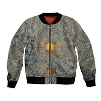 Aten Ancient Egyptian Bomber Jacket with Gray Astronomical Chart, Radiant Sun Disc Emblem, and Ankh - Wonder Print Shop