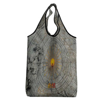 Aten Ancient Egyptian Grocery Bag with Gray Astronomical Chart, Radiant Sun Disc Emblem, and Ankh - Wonder Print Shop