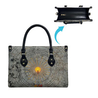 Aten Ancient Egyptian Leather Bag with Gray Astronomical Chart, Radiant Sun Disc Emblem, and Ankh - Wonder Print Shop