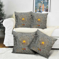 Aten Ancient Egyptian Pillow Cover with Gray Astronomical Chart, Radiant Sun Disc Emblem, and Ankh - Wonder Print Shop