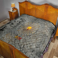 Aten Ancient Egyptian Quilt with Gray Astronomical Chart, Radiant Sun Disc Emblem, and Ankh - Wonder Print Shop