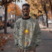 Aten Ancient Egyptian Sweatshirt with Gray Astronomical Chart, Radiant Sun Disc Emblem, and Ankh - Wonder Print Shop