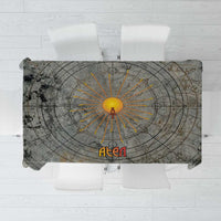 Aten Ancient Egyptian Tablecloth with Gray Astronomical Chart, Radiant Sun Disc Emblem, and Ankh - Wonder Print Shop