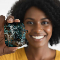 Atum AirPods Case Ancient Egyptian Teal Marble Smoke, Solar Barque Crown, Creator Deity Statue - Wonder Print Shop