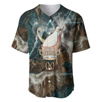 Atum Baseball Jersey Ancient Egyptian Teal Marble Smoke, Solar Barque Crown, Creator Deity Statue - Wonder Print Shop