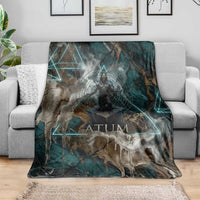Atum Blanket Ancient Egyptian Teal Marble Smoke, Solar Barque Crown, Creator Deity Statue - Wonder Print Shop